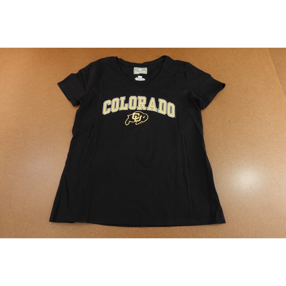 Colorado Buffaloes Fanatics Womens Size Medium Black Short Sleeve V Neck Tee NWT
